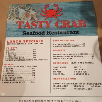 Tasty Crab - Back menu - Seafood Near Me - Richmond, Virginia