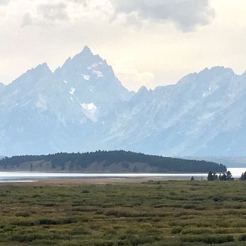 Jackson Lake Lodge - View of the Tetons from the back deck. - Hotels Near Me - Moran, Wyoming