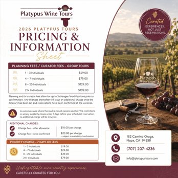 Platypus Wine Tours - Did you know they curate private tours for you as well - Wineries Near Me - Napa, California