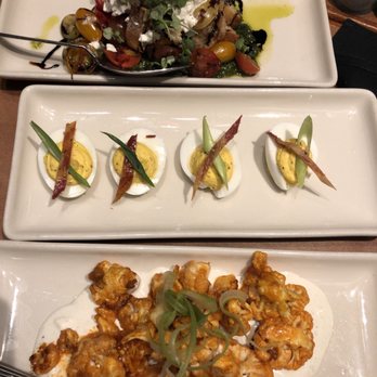 Café Bistro at Nordstrom - Heirloom tomato burrata, maple bacon deviled eggs, and buffalo cauliflower - New American Near Me - Murray, Utah