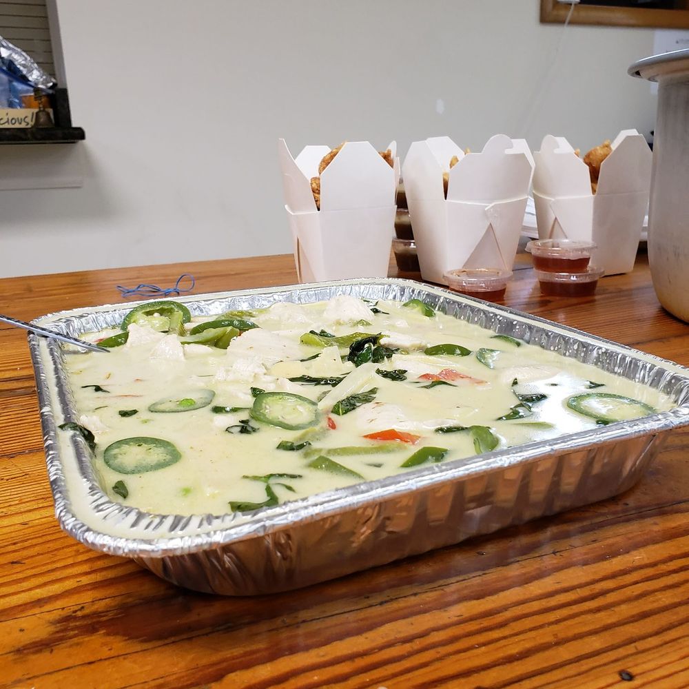 a pan of food on a table a pan of food on a table