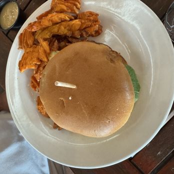 Chandler Hill Vineyards - Burger with sweet potato fries. - Wineries Near Me - Defiance, Missouri