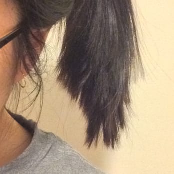 Coco Head Hair Studio - Hair up in pony tail. It used to be sleek and ended in a tip. Now it looks more choppy than I'd like. - Hair Salons Near Me - Boston, Massachusetts