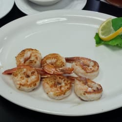 Cherry's Seafood & Steaks - While the shrimp are good, $11 for 6 shrimp, "Mac & Cheese" (Penne Pasta with canned cheese sauce) and a tiny, cold HushPuppy ??