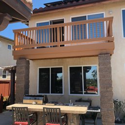 Freshly sanded, primed & painted wooden balcony deck Freshly sanded, primed & painted wooden balcony deck