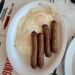 Eggs and sausage links Eggs and sausage links