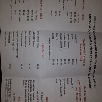 JC's Bar-B-Q Place - Menu inside - Barbeque Near Me - Van Buren, Arkansas
