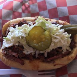 Brisket sandwich was amazing, with sweet molasses barbecue and their spicy barbecue sauces. The spicy sauce is awesome!!