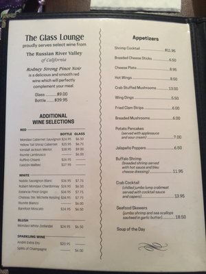 Menu photo 6 Glass Lounge Restaurant Harrisburg, PA