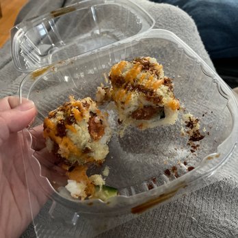 Nikko Sushi - Spicy Crunch Roll- did not expect the unagi sauce... Cut too thick. - Sushi Bars Near Me - Berkeley, California