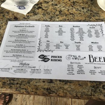 Pisces Rising - Drink menu - Seafood Near Me - Mount Dora, Florida