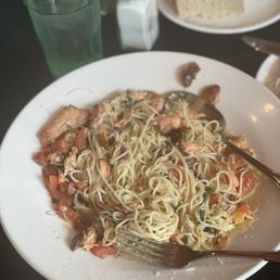 Angel hair pasta with smoked salmon