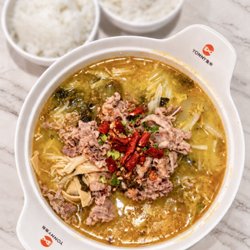 Wei's Fish - Golden Soup Fatty Beef 金汤肥牛 (Small-$19.95) - we added spam ($3.95) + quail eggs ($3.95) but they forgot