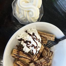 churro bites with vanilla soft serve cup churro bites with vanilla soft serve cup