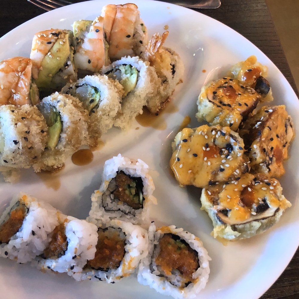 Masa Sushi - Sushi Combination: Monkey Balls, Spicy Tuna, Shrimp Tempura and Crunch Roll - Sushi Bars Near Me - Gilbert, Arizona