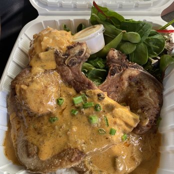 Happy Belly Eatery - Pork Chops w Chorizo Gravy - Food Trucks Near Me