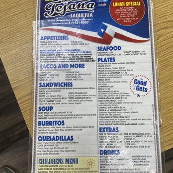 La Tejana Taqueria - English side of the menu - Mexican Near Me - Bridgeton, Missouri La Tejana Taqueria - English side of the menu - Mexican Near Me - Bridgeton, Missouri