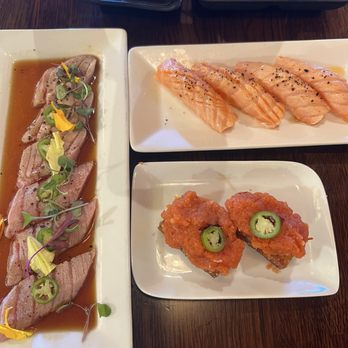 EAT'S SUSHI - NEW STYLE TUNA SASHIMI CRISPY RICE WITH SPICY TUNA(2PCS) Salmon nigiri - Sushi Bars Near Me - Costa Mesa, California EAT'S SUSHI - NEW STYLE TUNA SASHIMI CRISPY RICE WITH SPICY TUNA(2PCS) Salmon nigiri - Sushi Bars Near Me - Costa Mesa, California