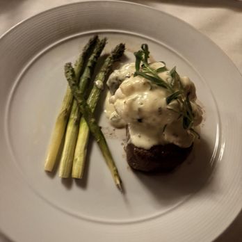 Eddie V's Prime Seafood - Twin filet mignon with S African Lobster tail and asparagus. - Seafood Near Me - Austin, Texas Eddie V's Prime Seafood - Twin filet mignon with S African Lobster tail and asparagus. - Seafood Near Me - Austin, Texas