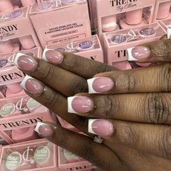 Royal Nails - Pink powder with white French tip.