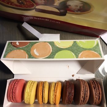Oberlaa Konditorei - Yum!! Raspberry, lemon, two passionfruit and three chocolate macarons. - Patisserie/Cake Shop Near Me - Vienna, 9 Oberlaa Konditorei - Yum!! Raspberry, lemon, two passionfruit and three chocolate macarons. - Patisserie/Cake Shop Near Me - Vienna, 9