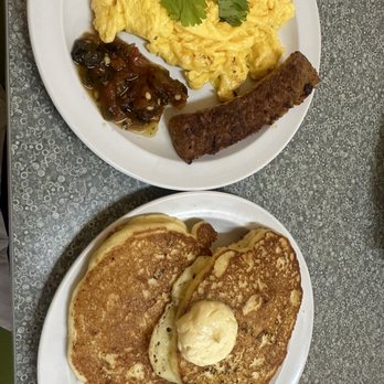 Rise Breakfast - Chorizo and corn cakes (asked to separate cakes from under the toppings so I could mix it up) - Breakfast & Brunch Near Me - Fort Collins, Colorado Rise Breakfast - Chorizo and corn cakes (asked to separate cakes from under the toppings so I could mix it up) - Breakfast & Brunch Near Me - Fort Collins, Colorado