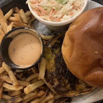 Smoqehouse - Brisket Burger Hand-Cut Fries Cole Slaw - Barbeque Near Me - Bradenton Beach, Florida Smoqehouse - Brisket Burger Hand-Cut Fries Cole Slaw - Barbeque Near Me - Bradenton Beach, Florida