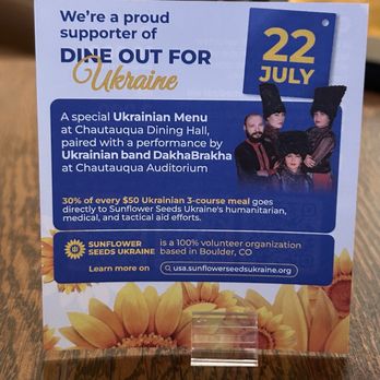 Chautauqua Dining Hall - Details on a card at the table - American Near Me - Boulder, Colorado