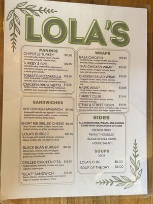 Menu photo 2 Lola's Cafe New Paltz, NY Menu photo 2 Lola's Cafe New Paltz, NY