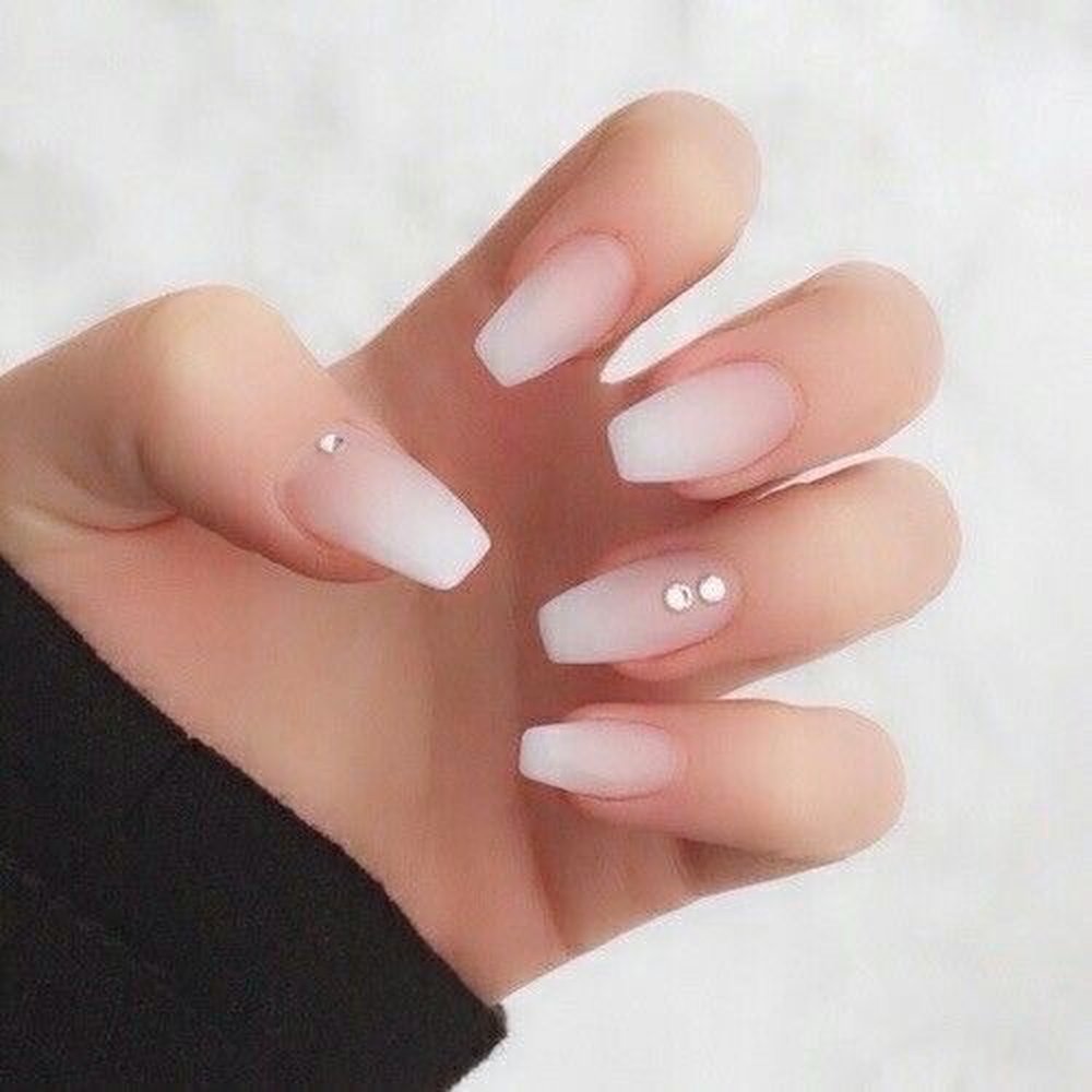These are what I wanted. Kind of a icy/foggy ombré French with a few jewels.