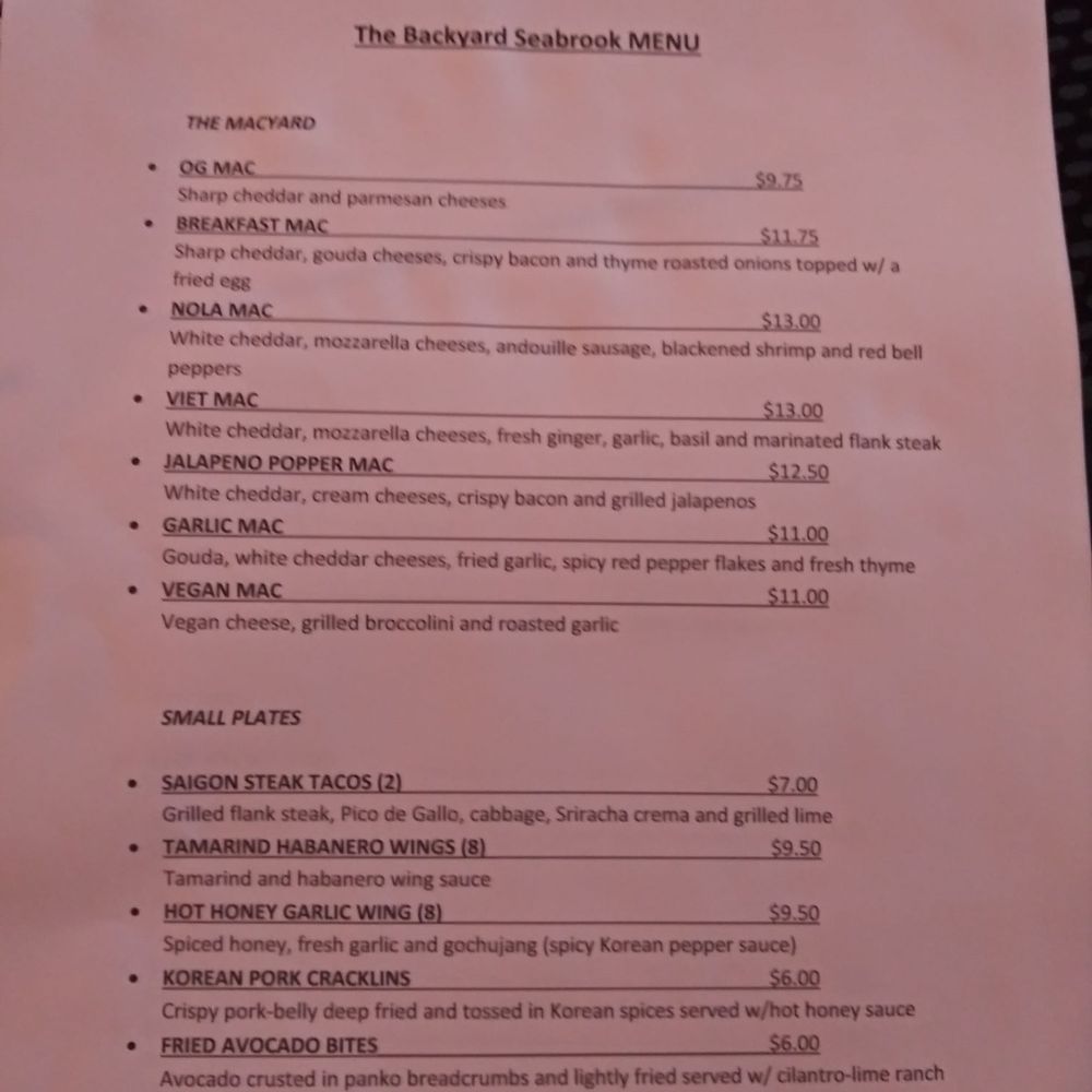 The Backyard - Menu - American Near Me - Seabrook, Texas The Backyard - Menu - American Near Me - Seabrook, Texas