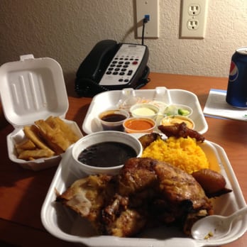 La Granja - Half chicken, rice, black beans, fried plantains and fried yuca. Also grabbed several sauces and other condiments. - Peruvian Near Me - Fort Pierce, Florida La Granja - Half chicken, rice, black beans, fried plantains and fried yuca. Also grabbed several sauces and other condiments. - Peruvian Near Me - Fort Pierce, Florida