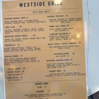 Westside Grill Diner - Menu back - Diners Near Me - Paterson, New Jersey Westside Grill Diner - Menu back - Diners Near Me - Paterson, New Jersey