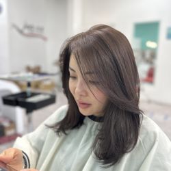 Jon Studio Hair Design - Ash brown color / lob cut / layers