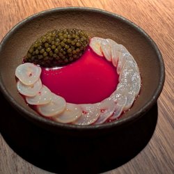 Ikoyi - @endoedibles on Instagram 11/28/25 Saffron Crème Caramel, Razor Clams, Caviar