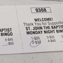 Receipt needs to stay on table during game play (to enforce no sharing of bingo game packs)