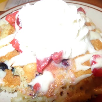 Denny's - Part of my Red, White & Blue Pancakes Breakfast. I almost forgot to take a photo. ... Joshua loved the sliced strawberries too. - American Near Me - Hayward, California