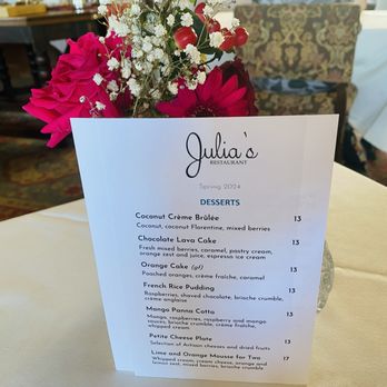Julia's Restaurant - Dessert menu! - French Near Me - Berkeley, California