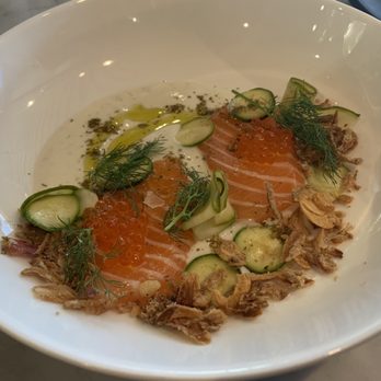Marrow - Chef's Selection: Steelhead trout crudo - New American Near Me - Detroit, Michigan Marrow - Chef's Selection: Steelhead trout crudo - New American Near Me - Detroit, Michigan