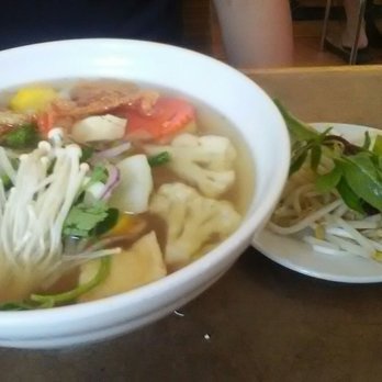 Saigon Lotus - Large veggie pho #21 $10. Diff between vegan vs. veggie pho here is that veggie has more veggies and no mock meats (only tofu) - Vietnamese Near Me - Toronto, Ontario Saigon Lotus - Large veggie pho #21 $10. Diff between vegan vs. veggie pho here is that veggie has more veggies and no mock meats (only tofu) - Vietnamese Near Me - Toronto, Ontario