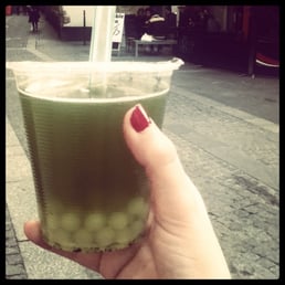 Green Apple Bubble Green Tea with Lychee Boba ! Green Apple Bubble Green Tea with Lychee Boba !