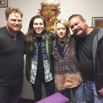 Taboo Tattoo - After Tim pierced Kris's nose (laat night); left to right, Tim, Pip, Kris, and Rick! - Tattoo Near Me - Dallas, Texas