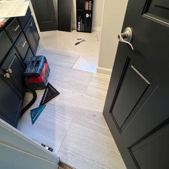 Dex Homes - LVT flooring laid over the existing linoleum. - Flooring Near Me