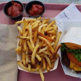 Double cheeseburger and a regular sized fries. Double cheeseburger and a regular sized fries.