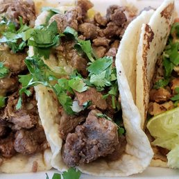 Two carne asadas and one tripa $6 Two carne asadas and one tripa $6