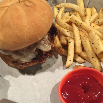 Station 6 - Sloppy Drew sandwich with seasoned fries! Yummy! - Seafood Near Me - Bucktown, Louisiana