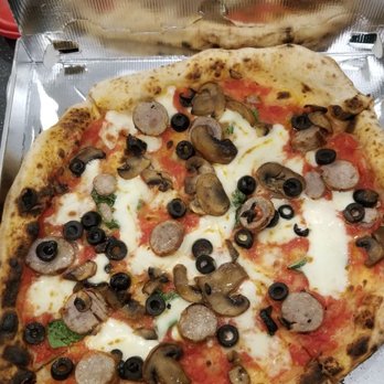 Pizza Heights - Sausage, black olive and mushroom... ready in 90 seconds! So good!! - Pizza Near Me - New York, New York Pizza Heights - Sausage, black olive and mushroom... ready in 90 seconds! So good!! - Pizza Near Me - New York, New York