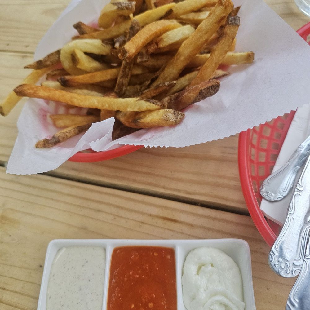 Perquin - Unseasoned fries with dips (i think it was a truffle aoli, hot sauce, and garlic sauce) - Honduran Near Me - Jersey City, New Jersey Perquin - Unseasoned fries with dips (i think it was a truffle aoli, hot sauce, and garlic sauce) - Honduran Near Me - Jersey City, New Jersey