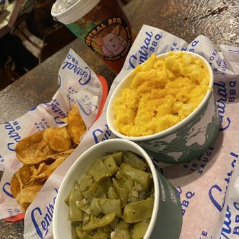 Central BBQ - Sides  homemade potato chips pork less green beans Mac and cheese - Barbeque Near Me - Memphis, Tennessee
