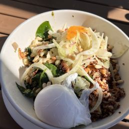 Quinoa bowl sub poached egg. Solid 5 stars!
